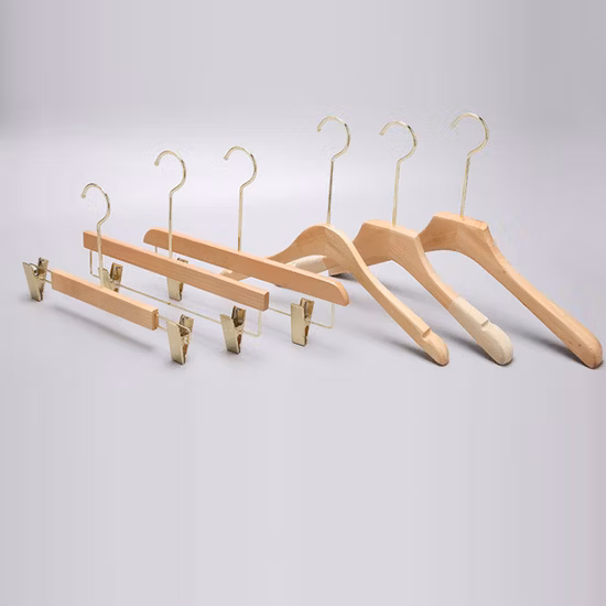 High-End Wooden Clothes Hangers of Quality Wood with Natural/Dark Finish for Coats/Suits Display; Good for Luxury Garments, Top-Grade Luxurious Clothing Stores
