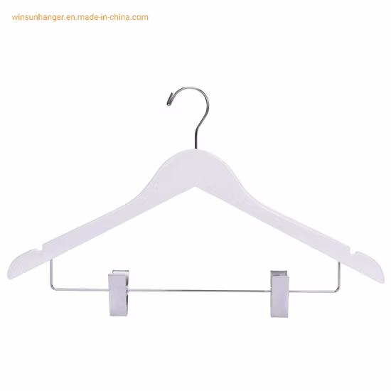 Custom Fashionable Logo Hotel Anti Pant Clip Suit White Wood Clothes Cheap Hangers
