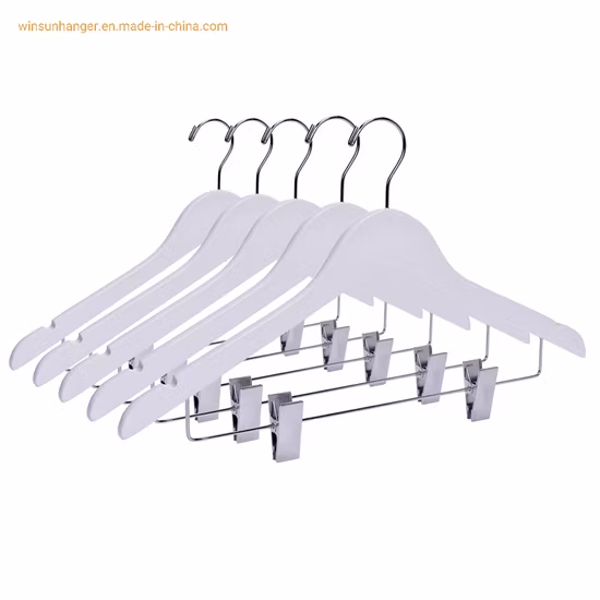 Custom Fashionable Logo Hotel Anti Pant Clip Suit White Wood Clothes Cheap Hangers